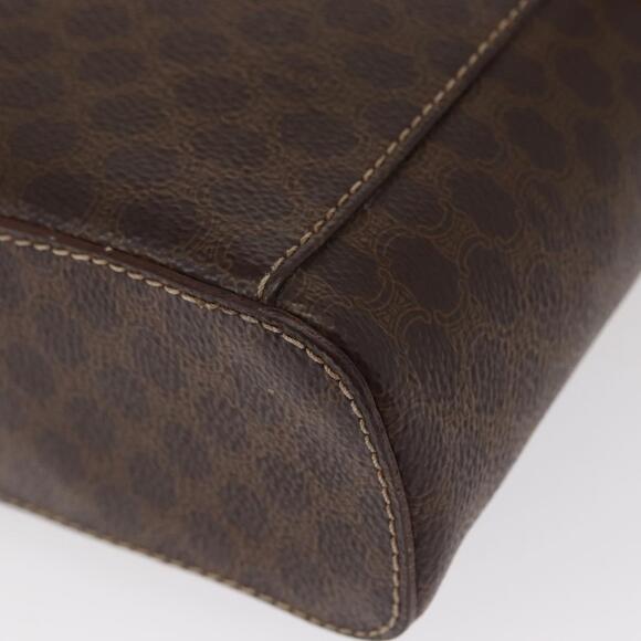 CELINE Macadam Canvas Vanity Pouch PVC Leather Brown Gold...